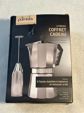 Primula Stovetop Espresso Maker & Handheld Electric Milk Frother NEW Open Box